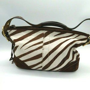 Gently Loved Certified Authentic Coach Black/White/Brown Zebra Calf Hair Handbag